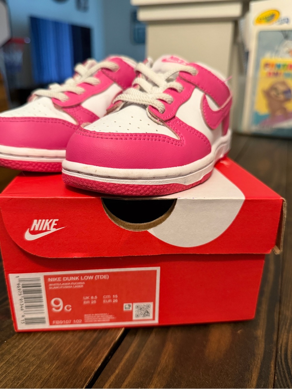 Nike Kids Dunk Low Sneakers in Pink and White